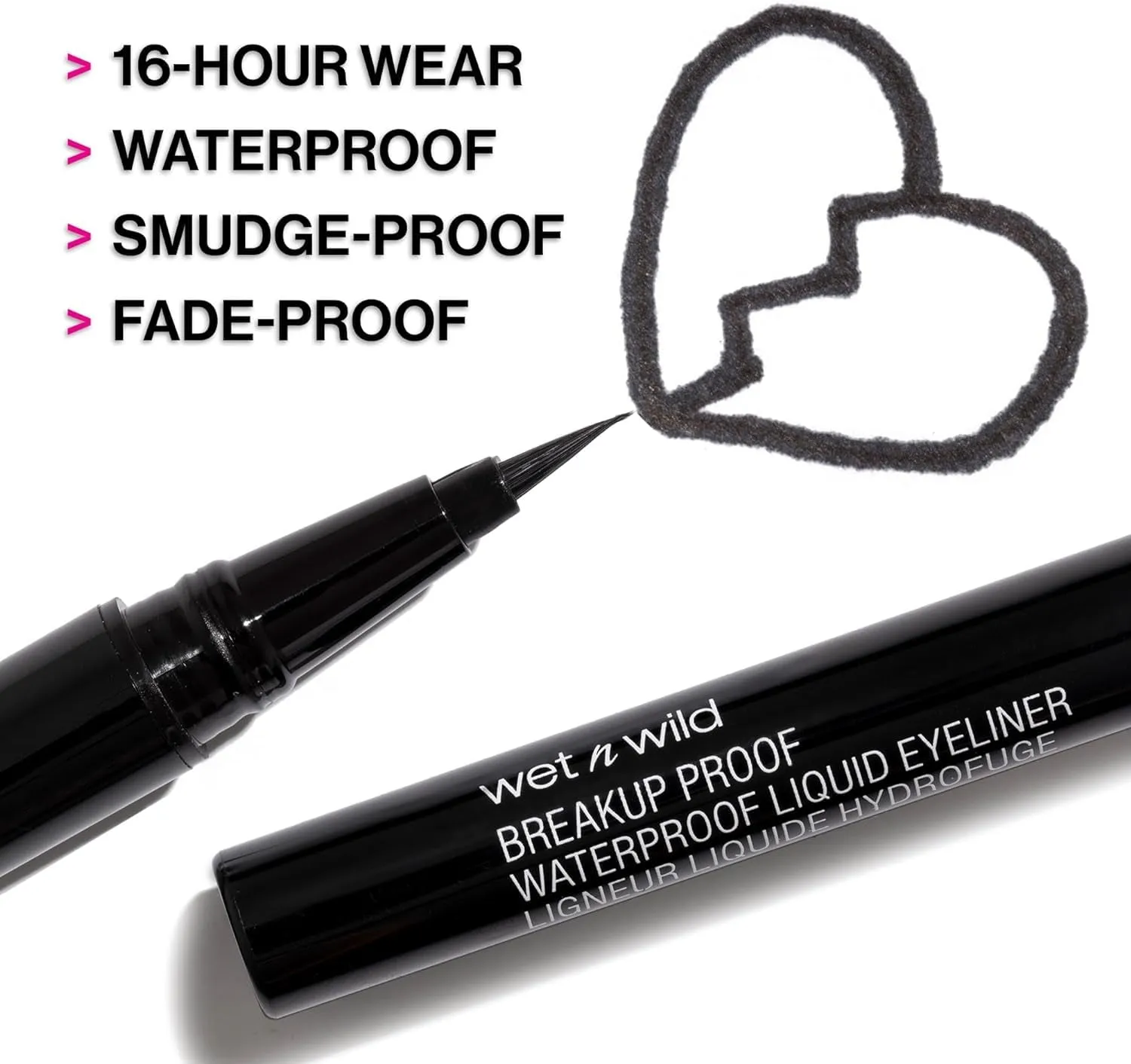 Mega Last Breakup Proof Liquid Eyeliner - Ultra-Fine Brush, Waterproof, 16-Hour Long-Lasting Wear- Cruelty-Free & Vegan - Black