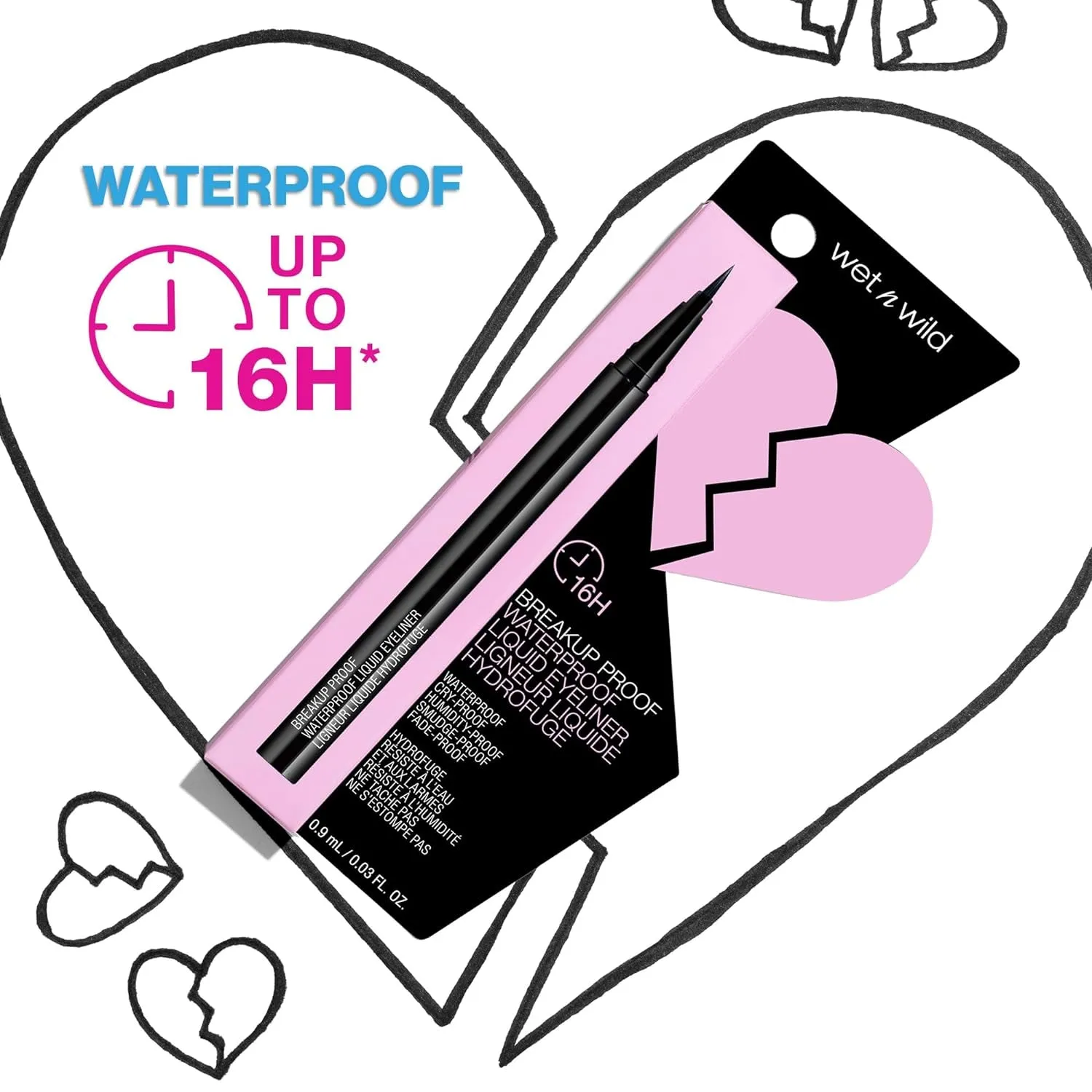 Mega Last Breakup Proof Liquid Eyeliner - Ultra-Fine Brush, Waterproof, 16-Hour Long-Lasting Wear- Cruelty-Free & Vegan - Black