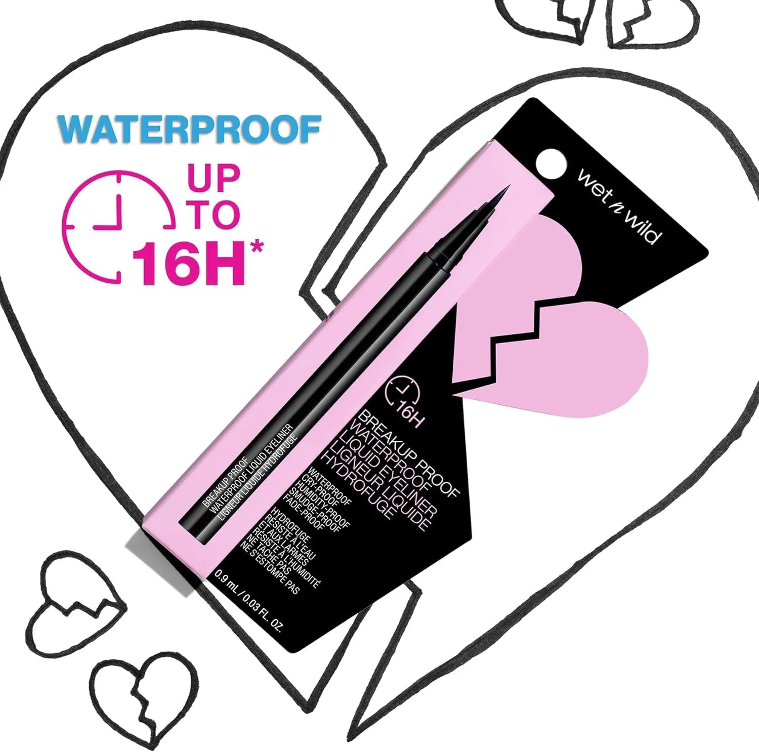 Mega Last Breakup Proof Liquid Eyeliner - Ultra-Fine Brush, Waterproof, 16-Hour Long-Lasting Wear- Cruelty-Free & Vegan - Black