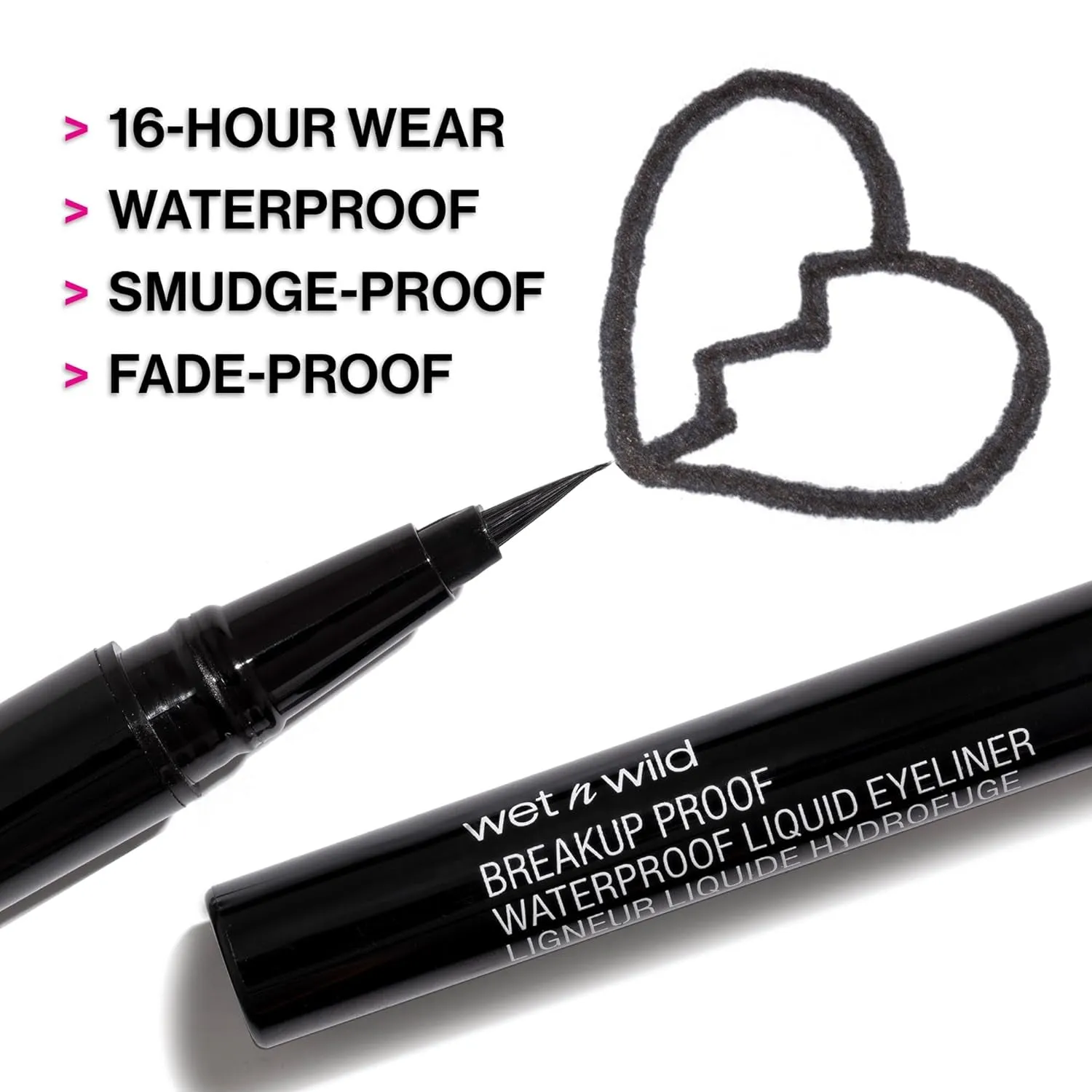 Mega Last Breakup Proof Liquid Eyeliner - Ultra-Fine Brush, Waterproof, 16-Hour Long-Lasting Wear- Cruelty-Free & Vegan - Black