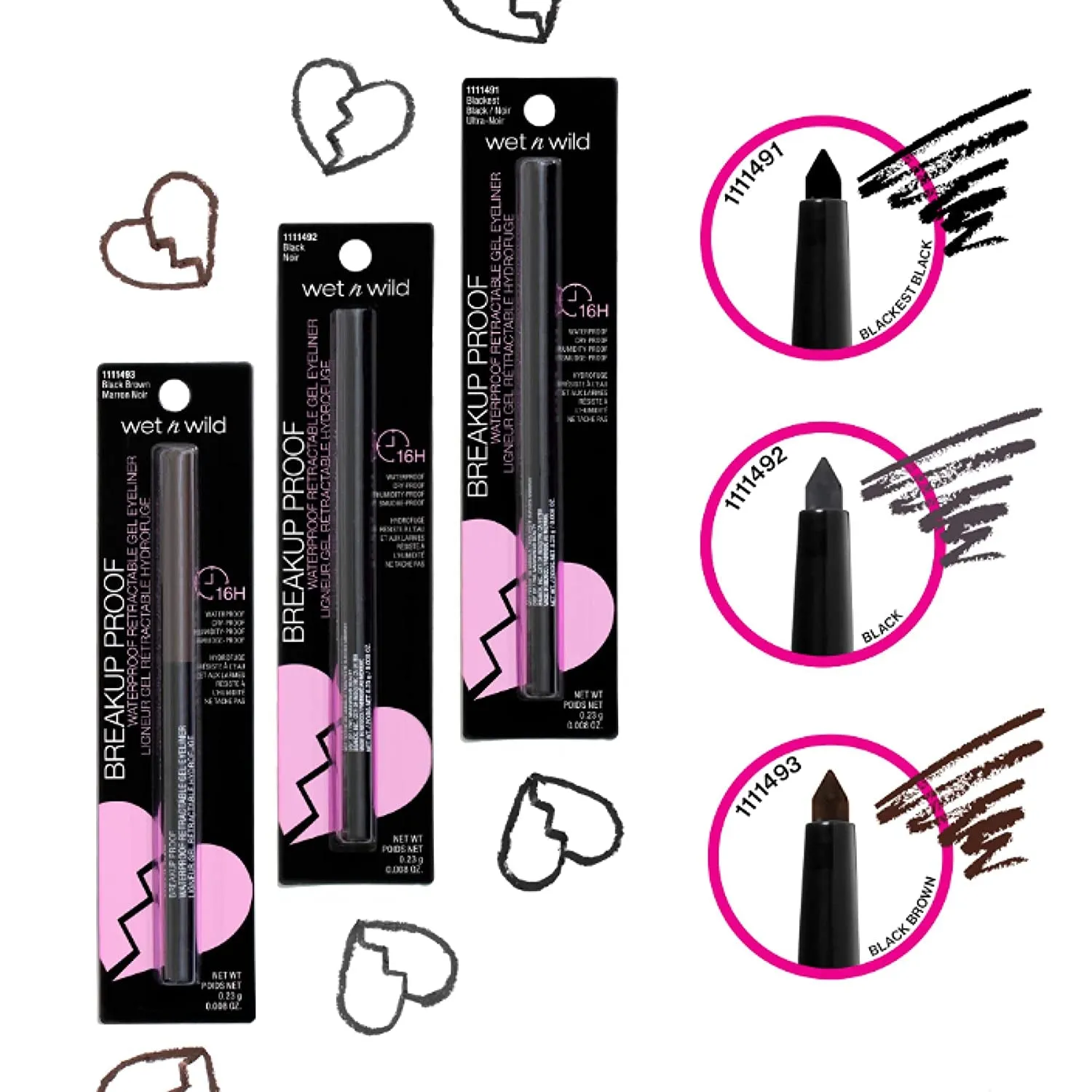 Mega Last Breakup Proof Retractable Eyeliner - Ultra-Fine Brush, Waterproof,16-Hour Long-Lasting Wear - Cruelty-Free & Vegan - Black