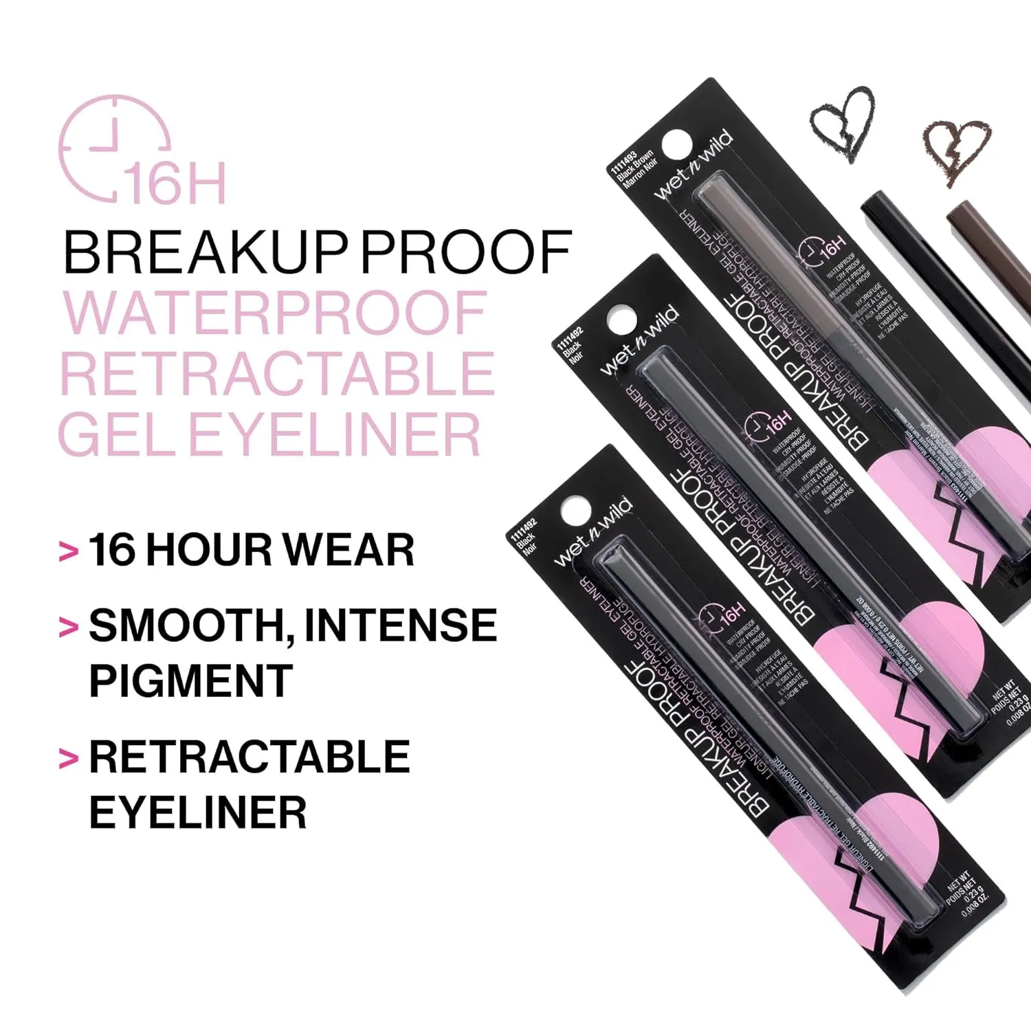 Mega Last Breakup Proof Retractable Eyeliner - Waterproof 16-Hour Long-Lasting Wear, Cruelty-Free & Vegan - Dark Brown