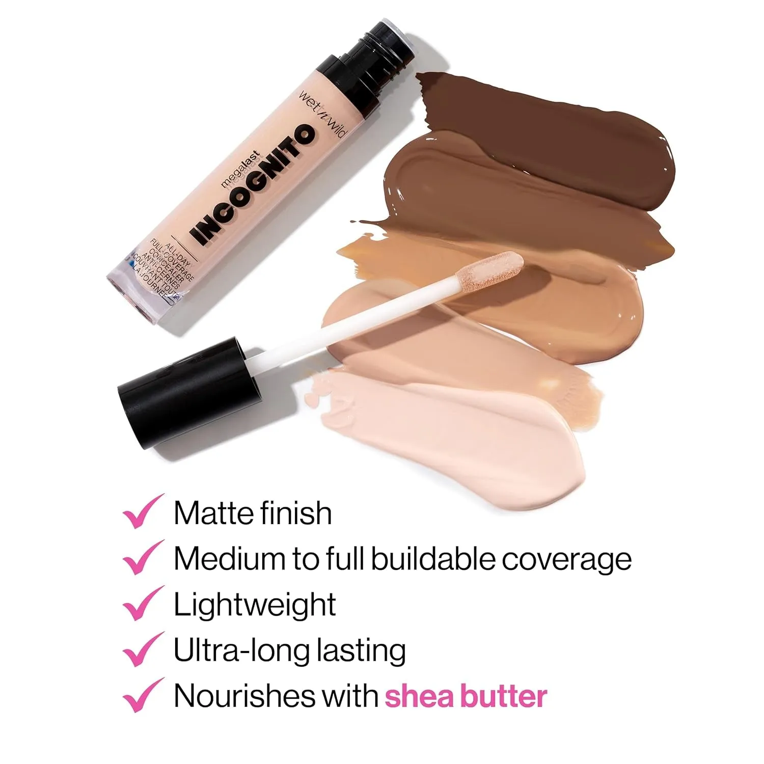 Mega Last Incognito All-Day Full Coverage Liquid Matte Concealer, Light Beige, 0.18 Ounce