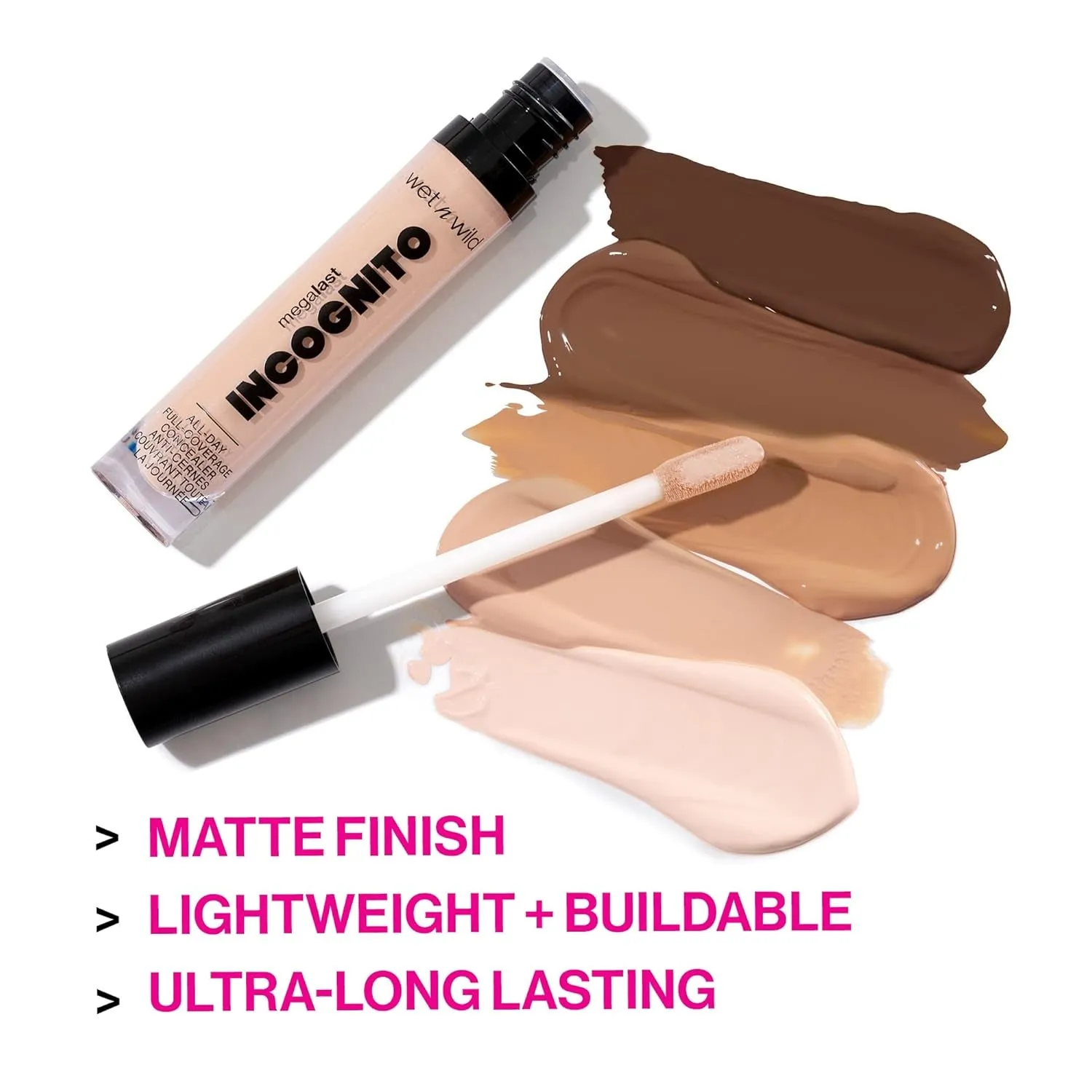 Mega Last Incognito All-Day Full Coverage Liquid Matte Concealer, Light Beige, 0.18 Ounce