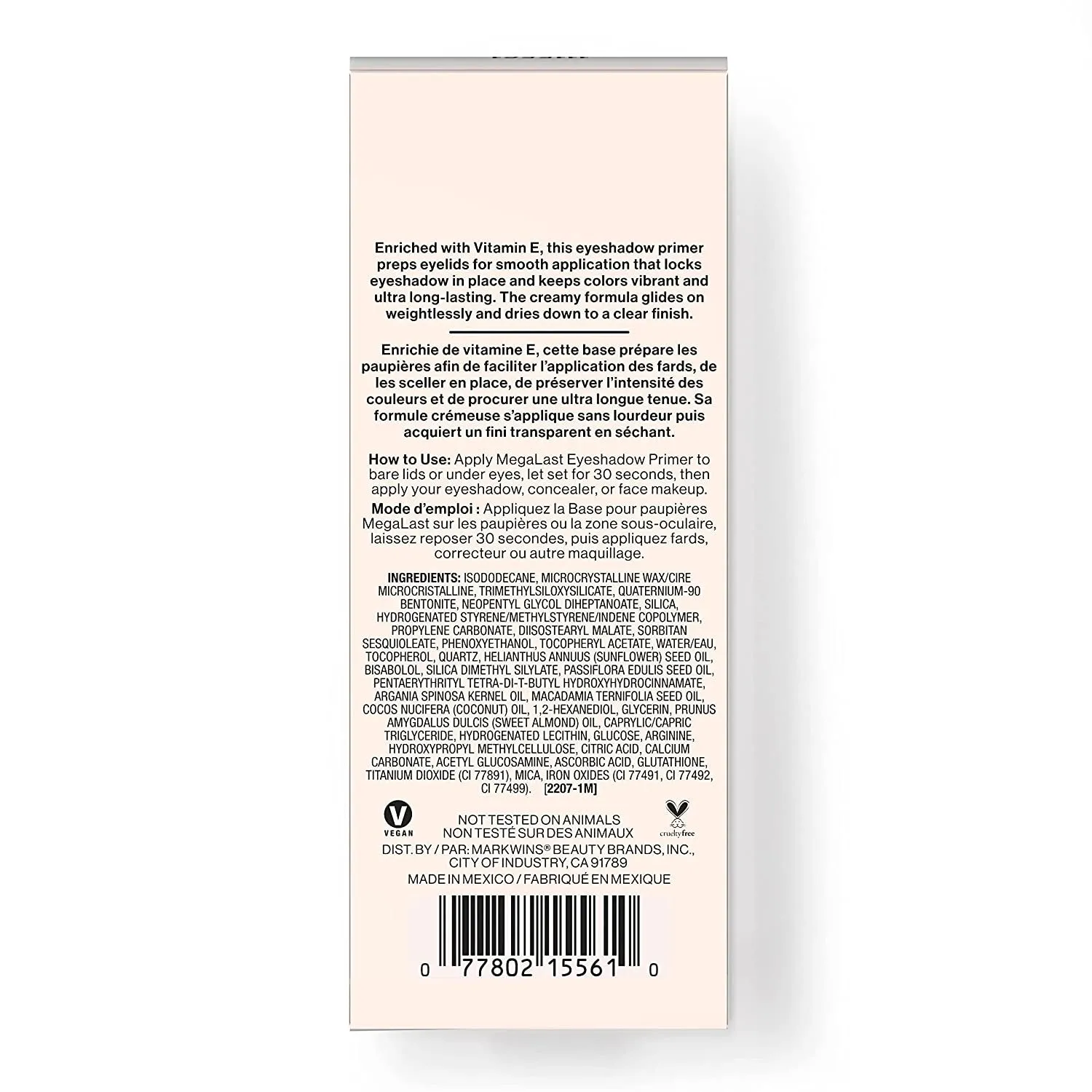 Megalast Eyeshadow Primer, Lightweight Formula, Inflused with Vitamin E