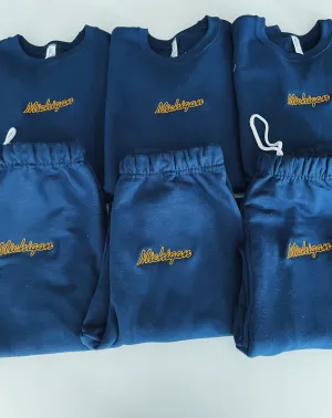 Michigan Embroidered Set Navy