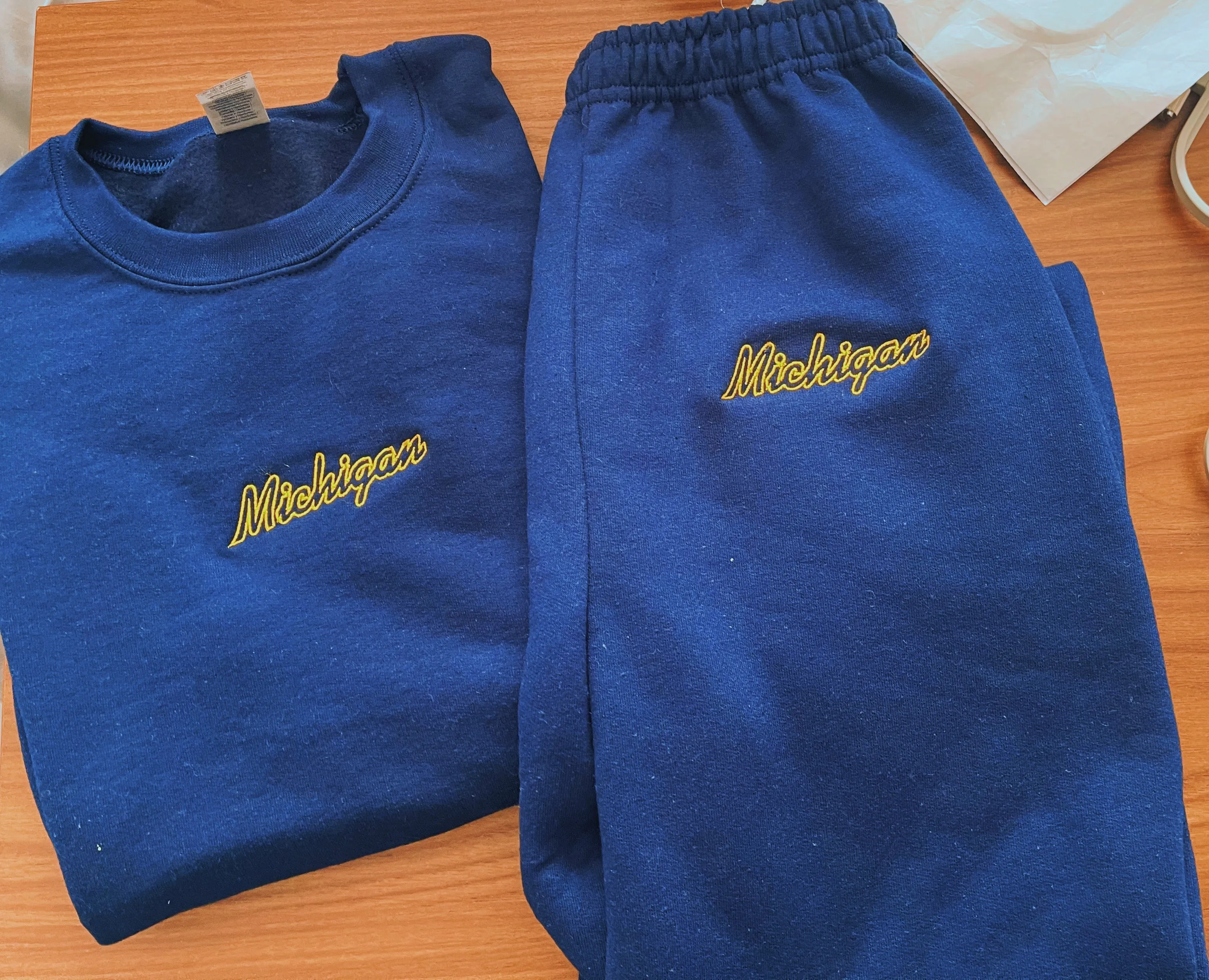 Michigan Embroidered Set Navy