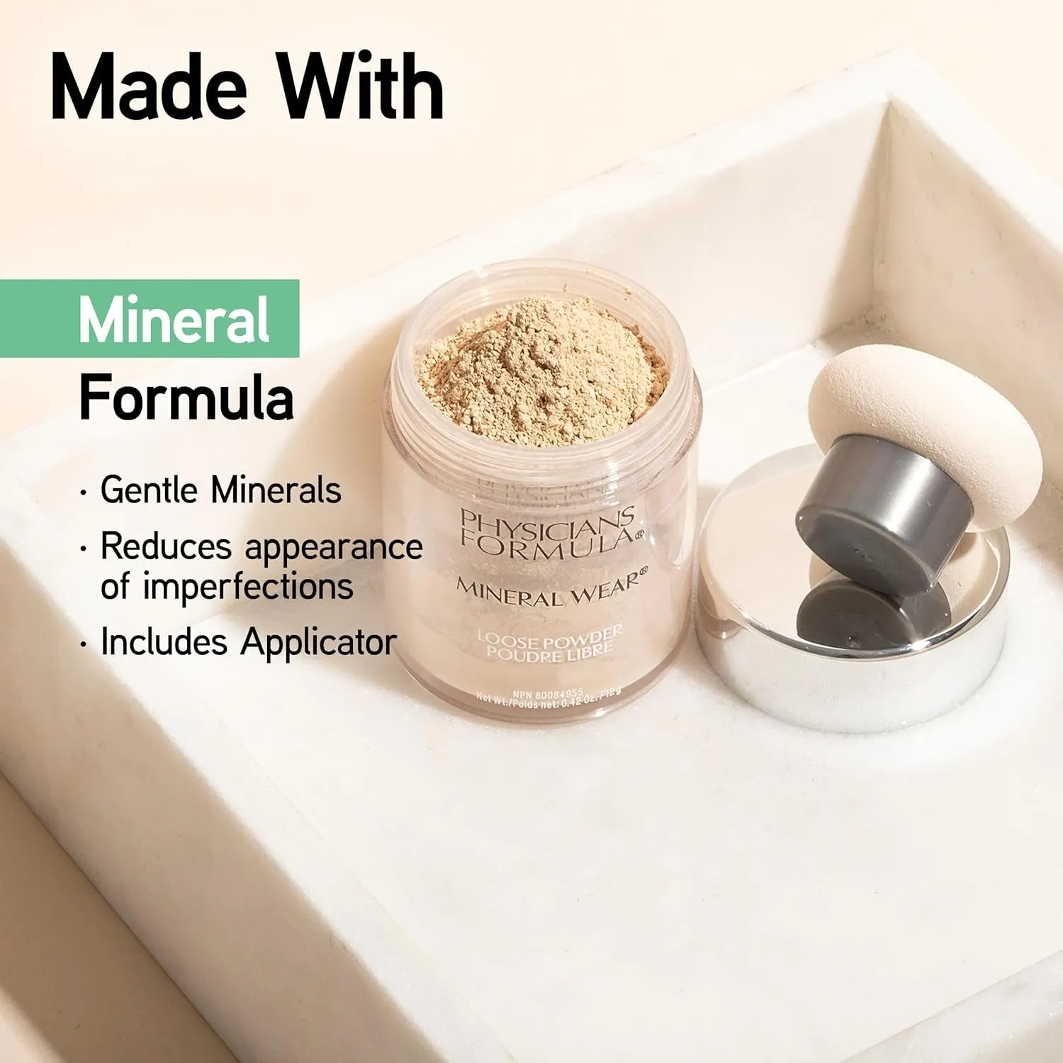 Mineral Wear Talc-Free Loose Powder Creamy Natural, Dermatologist Tested, Clinically Tested