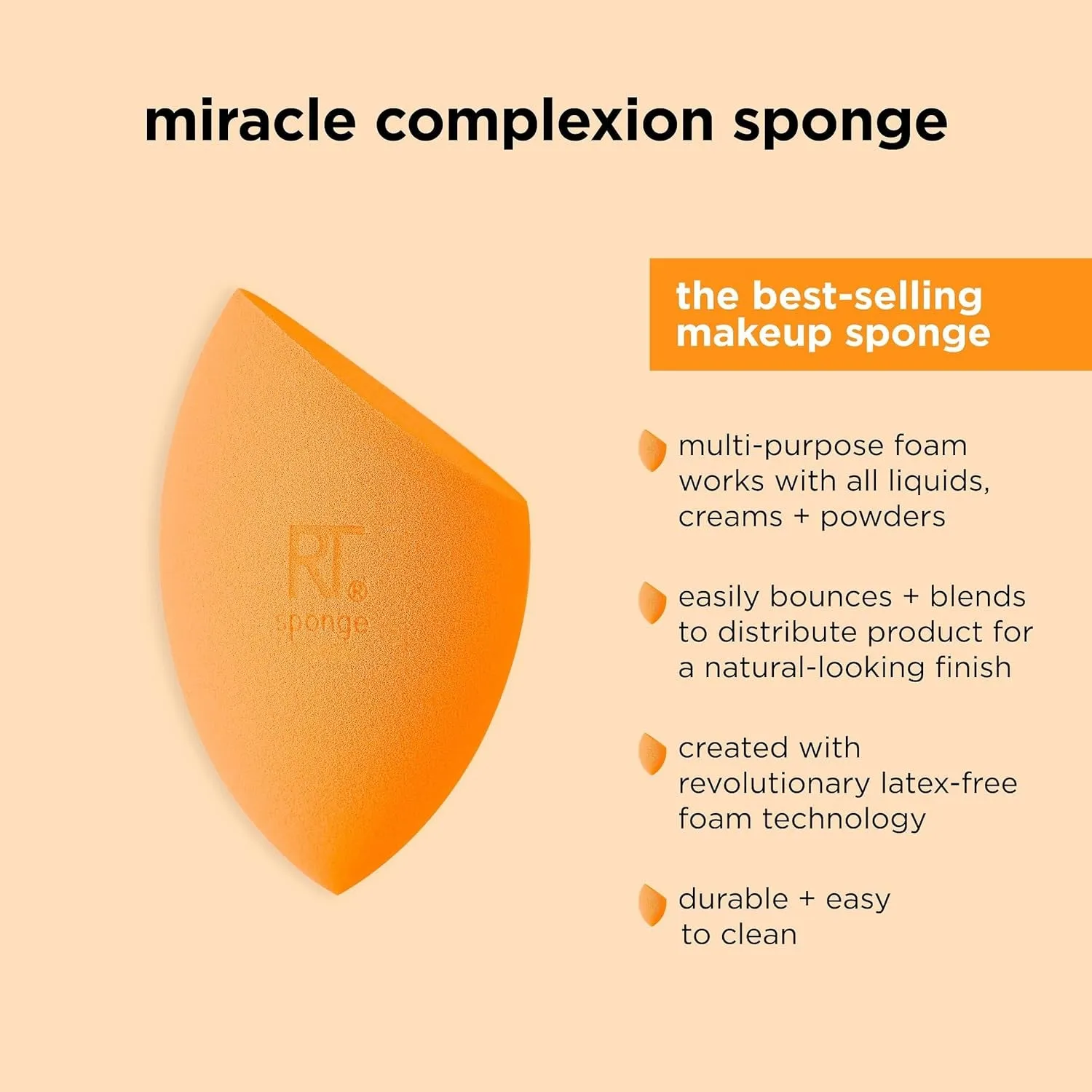 Miracle Complexion Sponge   Concealer Sponge Duo, Makeup Blending Sponges for Foundation & Concealer, Offers Light to Medium Coverage, Natural, Dewy Makeup, Latex-Free Foam 2 Count