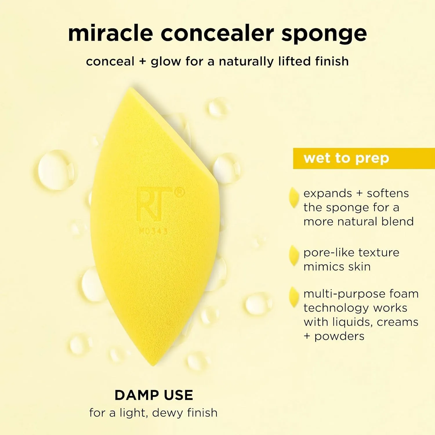 Miracle Complexion Sponge   Concealer Sponge Duo, Makeup Blending Sponges for Foundation & Concealer, Offers Light to Medium Coverage, Natural, Dewy Makeup, Latex-Free Foam 2 Count