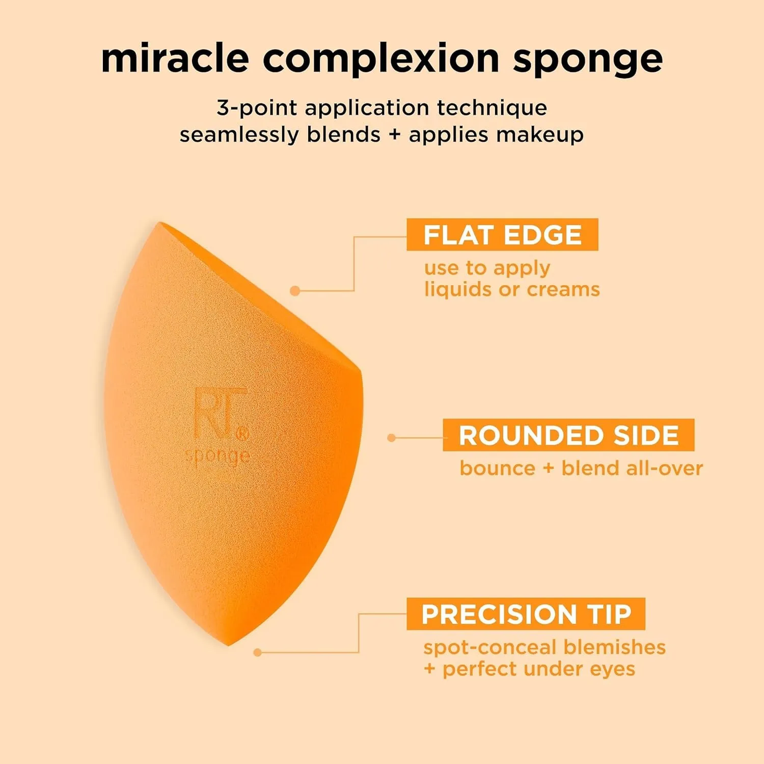 Miracle Complexion Sponge   Concealer Sponge Duo, Makeup Blending Sponges for Foundation & Concealer, Offers Light to Medium Coverage, Natural, Dewy Makeup, Latex-Free Foam 2 Count