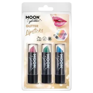 Moon Glitter Holographic Glitter Lipstick, Pink, Green, Blue
