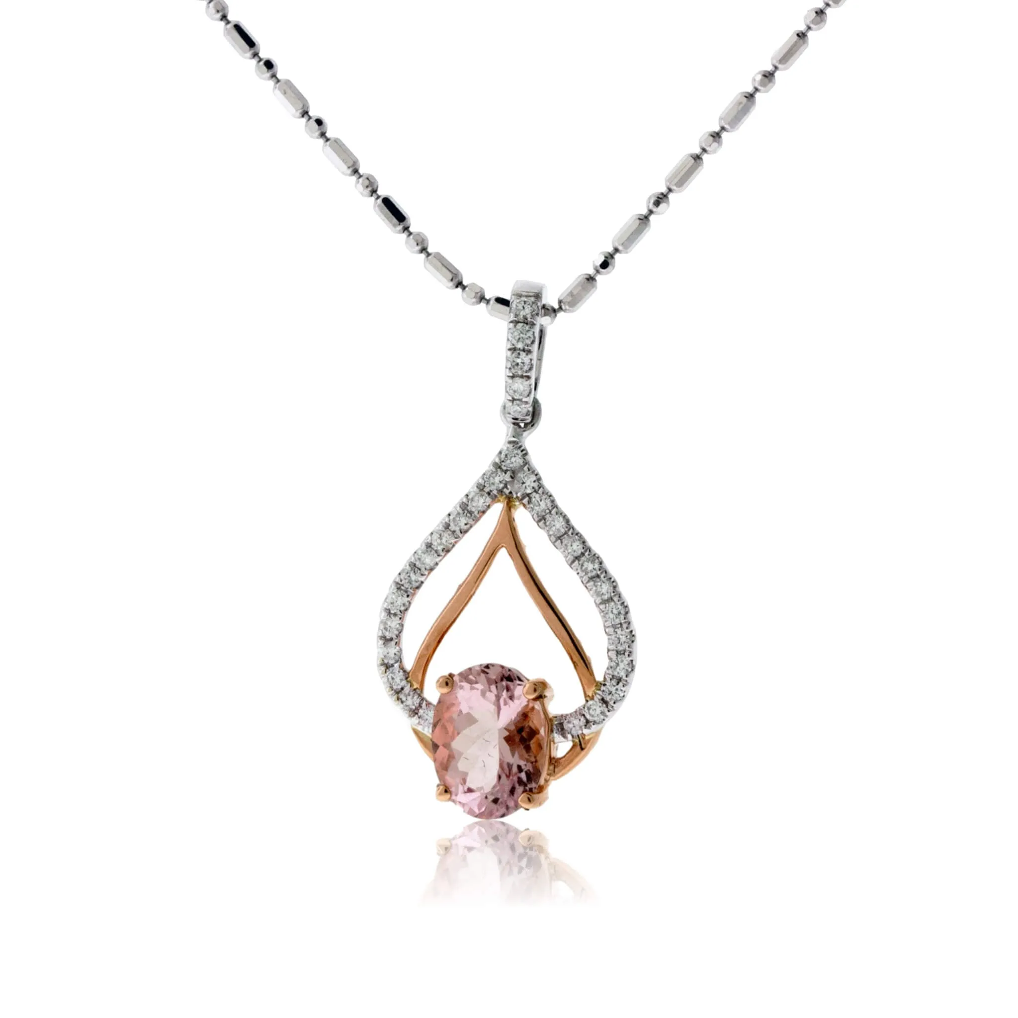 Morganite and Diamond Reverse Heart Pendant