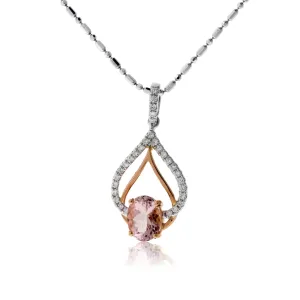 Morganite and Diamond Reverse Heart Pendant