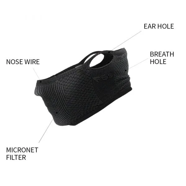 Máscaras Deportiva Filtrante Lavable Sin Cuello F5s E7  - Negra/Azul