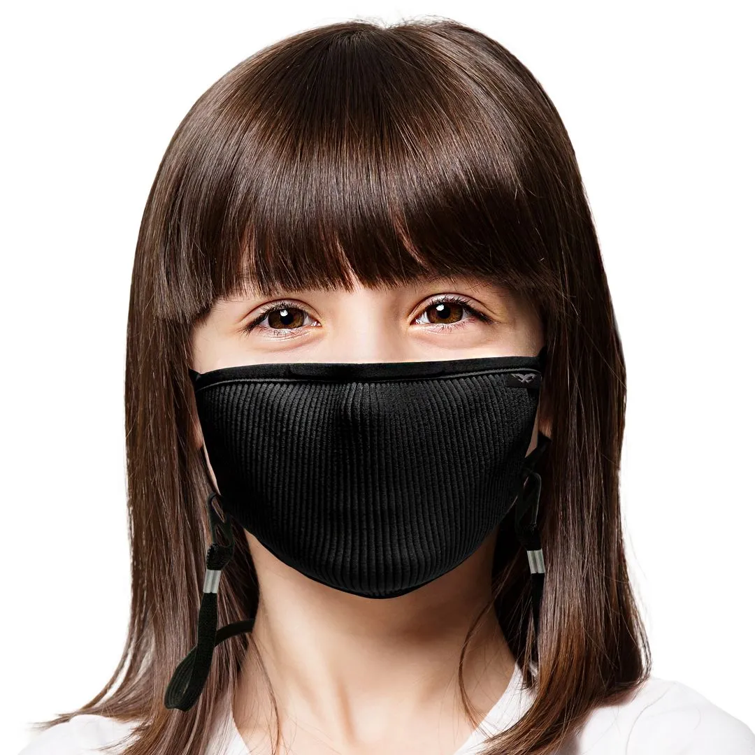 Máscaras Filtrante Lavable  KIDS Fu  Negra (Incluye cordón ajustable)