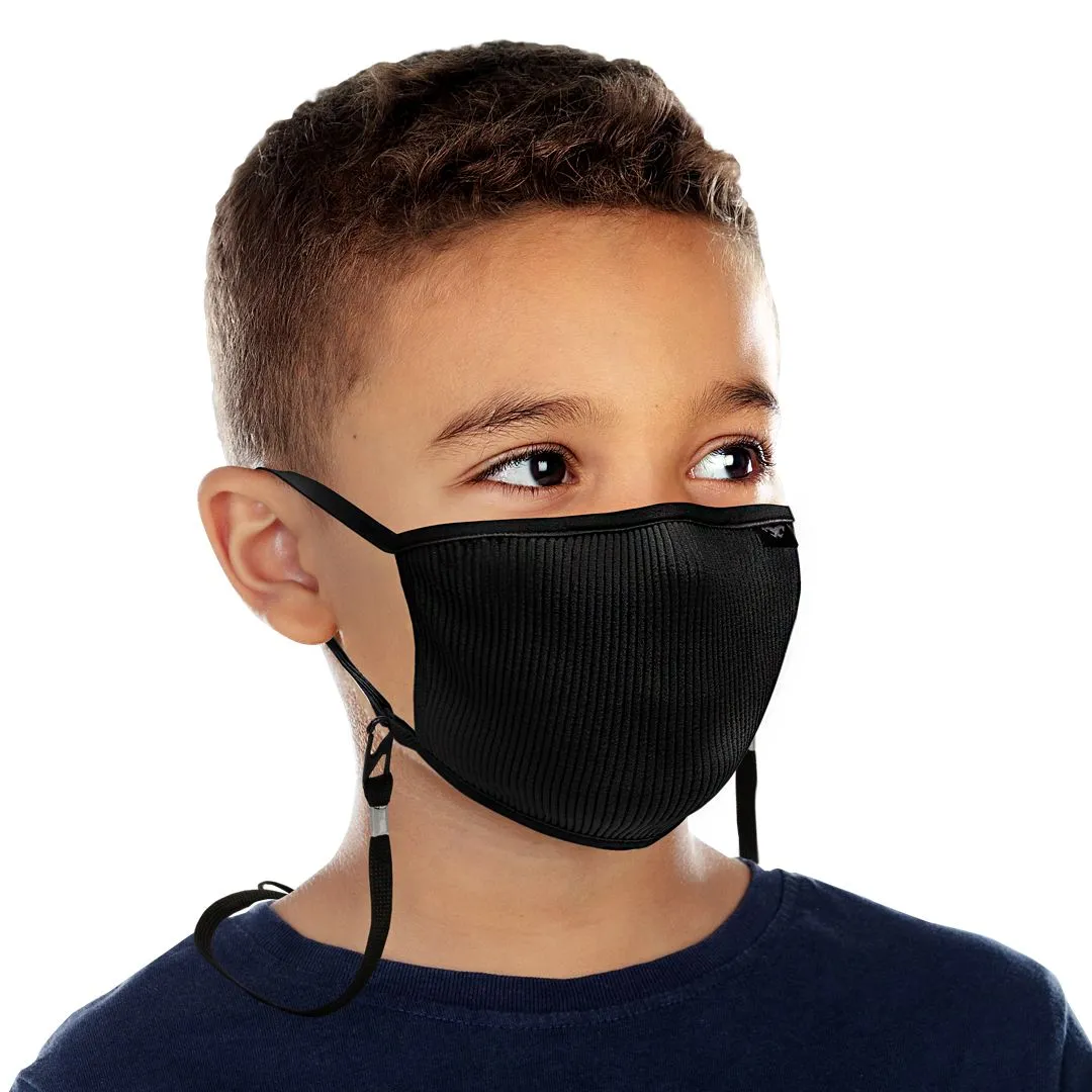 Máscaras Filtrante Lavable  KIDS Fu  Negra (Incluye cordón ajustable)