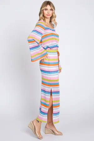 Multi-Color Stripe Maxi Skirt