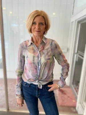 Multicolor Button Up Top