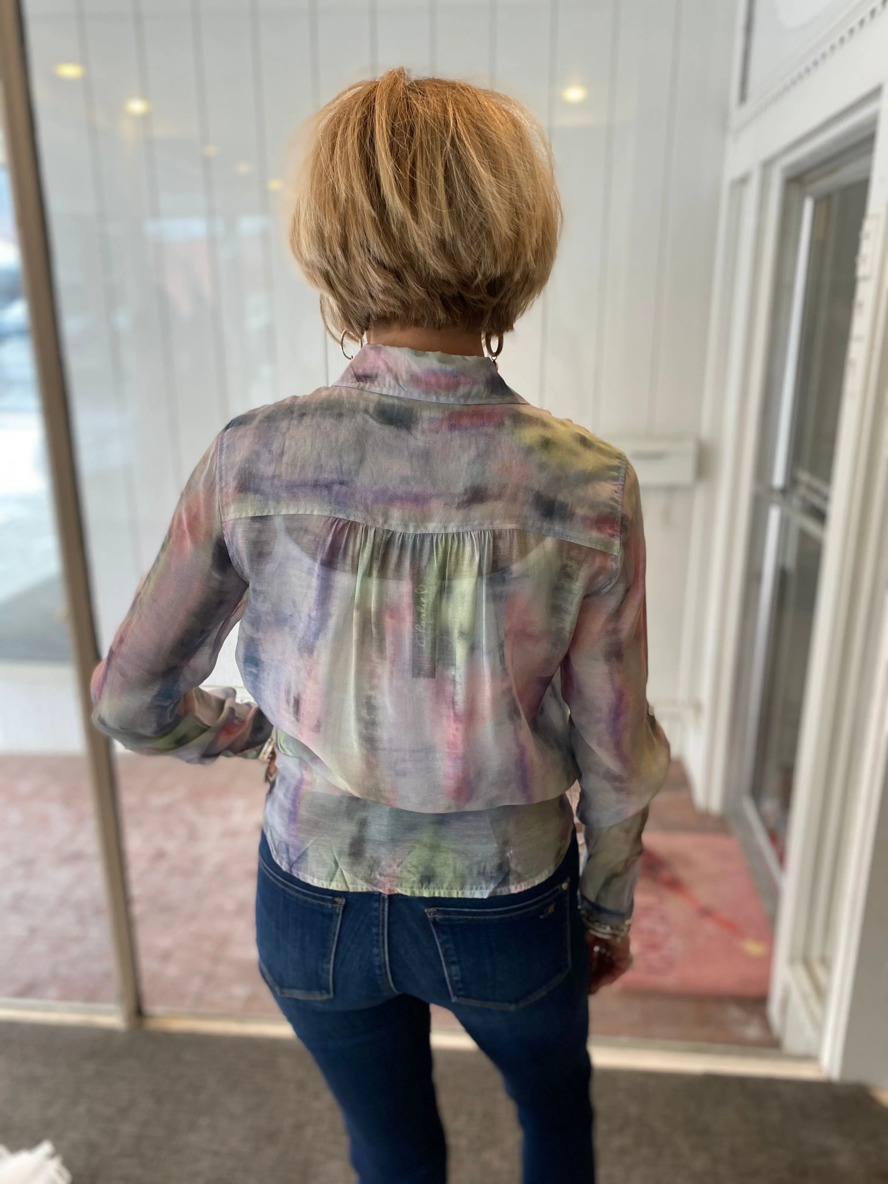 Multicolor Button Up Top
