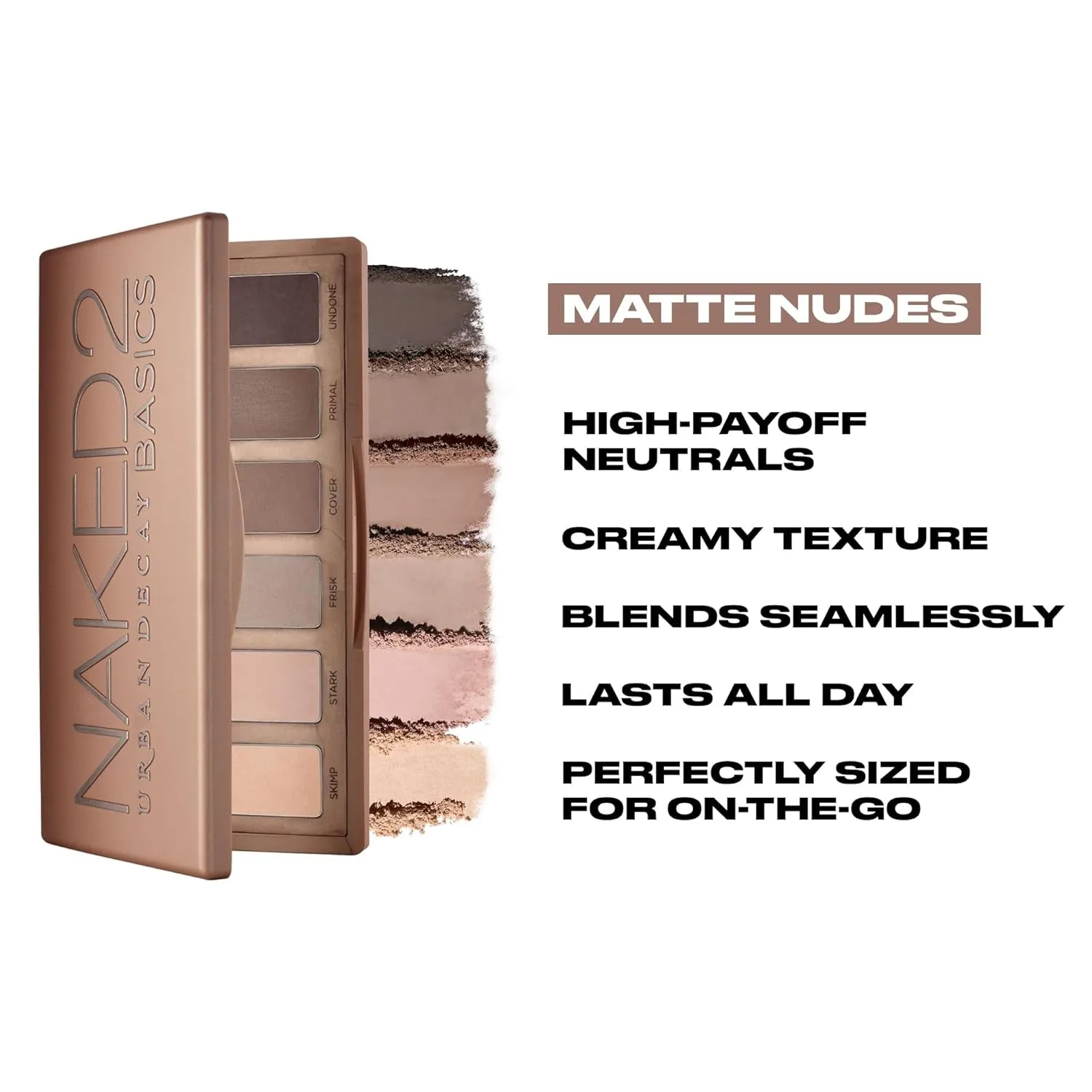 Naked 2 Basics Eyeshadow Palette, Velvety Matte Finish, 6 Nude Taupe & Brown Neutral Eye Shadows,Travel Mini Palette