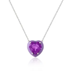 Natural Amethyst Heart Pendant Necklace