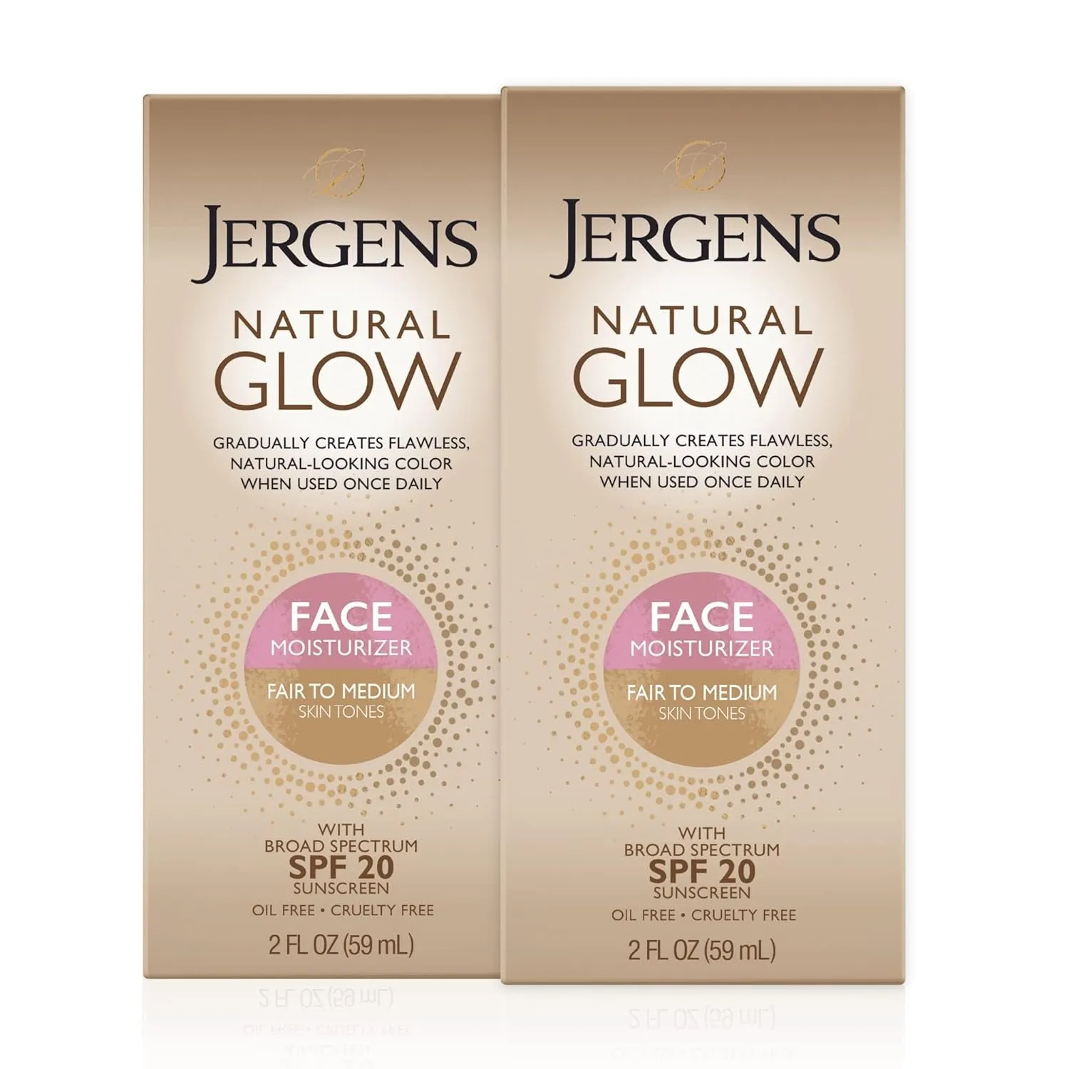 Natural Glow Self Tanner Face Moisturizer, SPF 20 Facial Sunscreen, Medium to Deep Skin Tone, Sunless Tanning, Oil Free, Broad Spectrum Protection UVA and UVB, 2 Oz (Packaging May Vary)