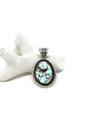 Navajo Handmade Dry Creek White Turquoise Sterling Silver Pendant