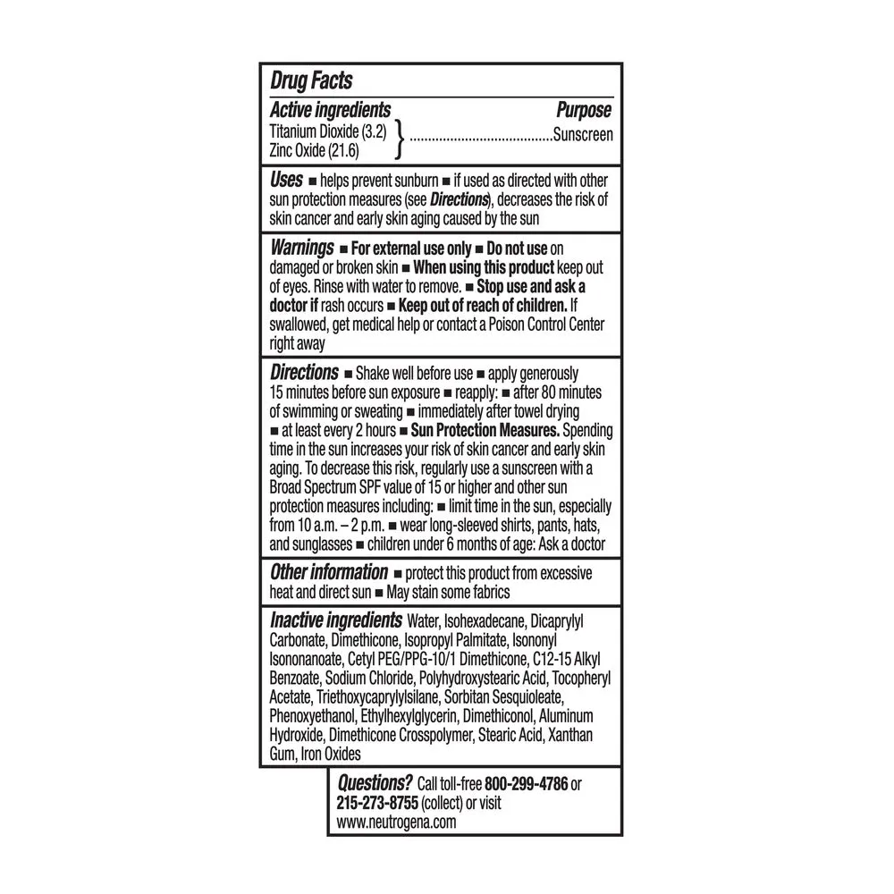 Neutrogena Purescreen  Mineral UV Tint Face Liquid with Vitamin E, Tinted Sunscreen Broad Spectrum SPF 30, Deep