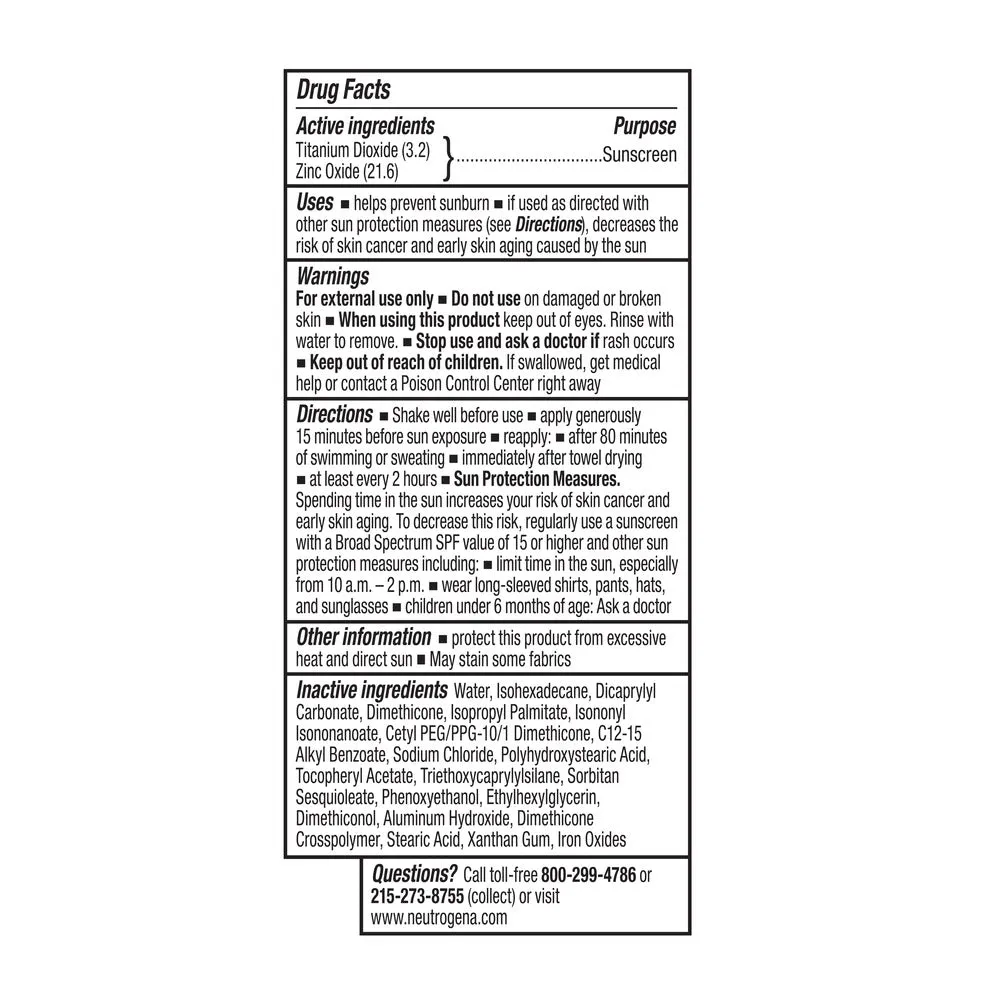 Neutrogena Purescreen  Mineral UV Tint Face Liquid with Vitamin E, Tinted Sunscreen Broad Spectrum SPF 30, Medium