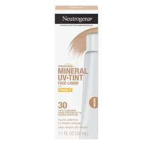 Neutrogena Purescreen  Mineral UV Tint Face Liquid with Vitamin E, Tinted Sunscreen Broad Spectrum SPF 30, Medium