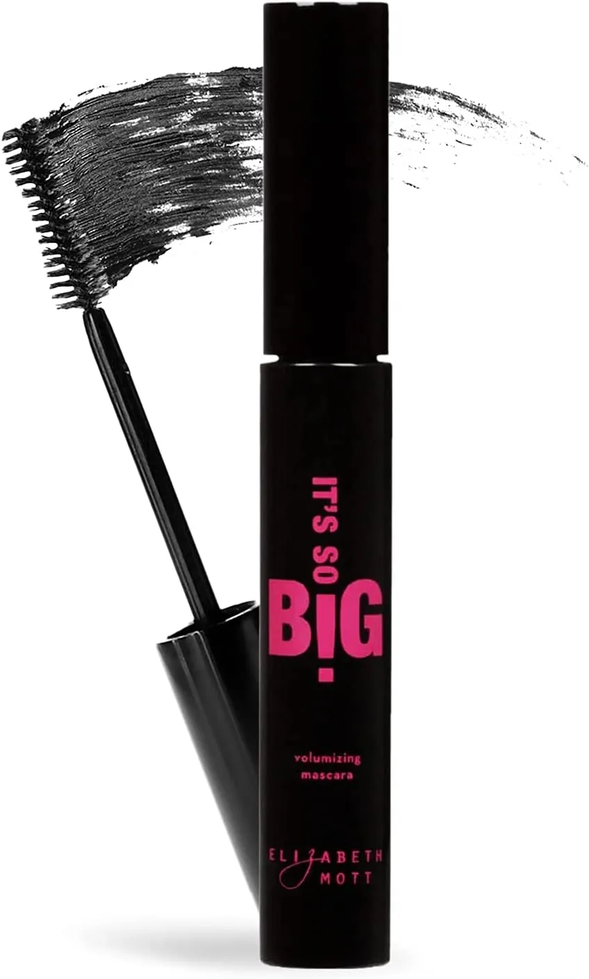 New Cruelty-Free Black Volumizing Smudge Proof Mascara: Elizabeth Mott It's So BIG Volumizing Mascara - Waterproof Liquid Lash Extending Mascara Tube with Hourglass Wand-No Clump, Curl (10ml)