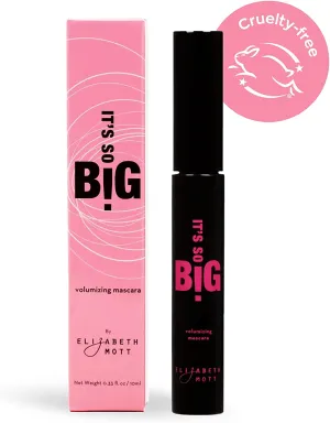 New Cruelty-Free Black Volumizing Smudge Proof Mascara: Elizabeth Mott It's So BIG Volumizing Mascara - Waterproof Liquid Lash Extending Mascara Tube with Hourglass Wand-No Clump, Curl (10ml)