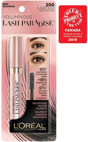 New in package! L'Oréal Paris Mascara Voluminous Lash Paradise|Voluptuous Volume And Length| Blackest Black