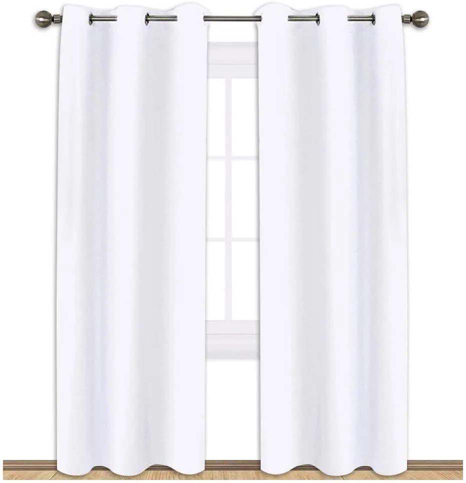 New NICETOWN Room Darkening Panels with Grommets - Solid Living Room Thermal Insulated Window Drapes (2 Panels, 52-in Width x 95-in Length, Pure White)