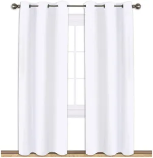 New NICETOWN Room Darkening Panels with Grommets - Solid Living Room Thermal Insulated Window Drapes (2 Panels, 52-in Width x 95-in Length, Pure White)