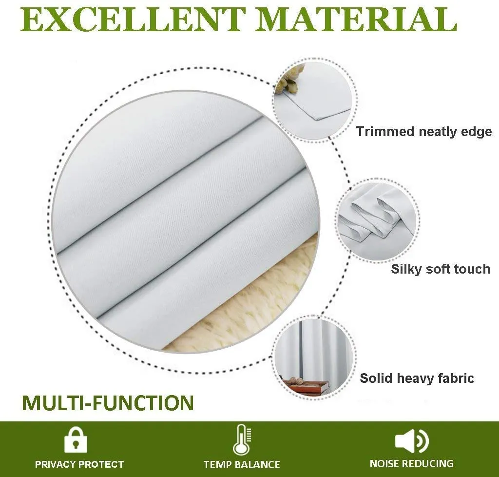 New NICETOWN Room Darkening Panels with Grommets - Solid Living Room Thermal Insulated Window Drapes (2 Panels, 52-in Width x 95-in Length, Pure White)
