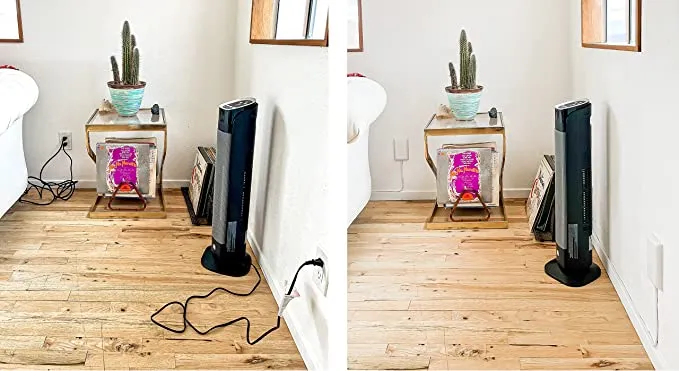 New Sleek Socket Outlet Cover with Inverted 8' 3-Outlet Power Strip - White (8-INVERT-OVSZ-W)