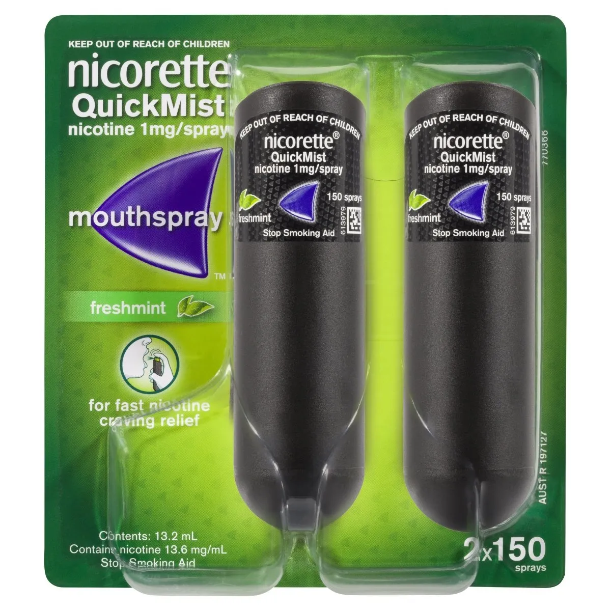 Nicorette Quit Smoking Mouth Spray Freshmint 2X150 Pack