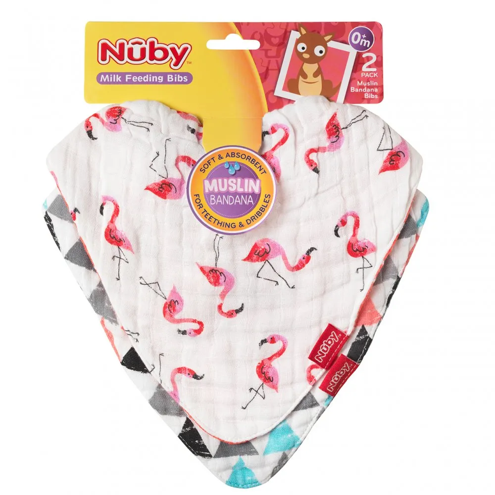 Nuby Muslin Bandana Bib Twin Pack Pink