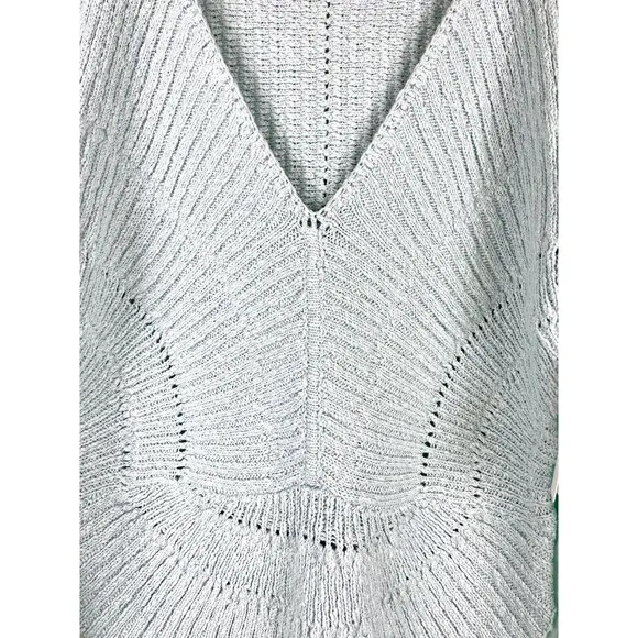 NWT! ANTHROPOLOGIE Sheer Long-Sleeve‎ V-Neck Knit Sweater Mint Ice Blue Size S