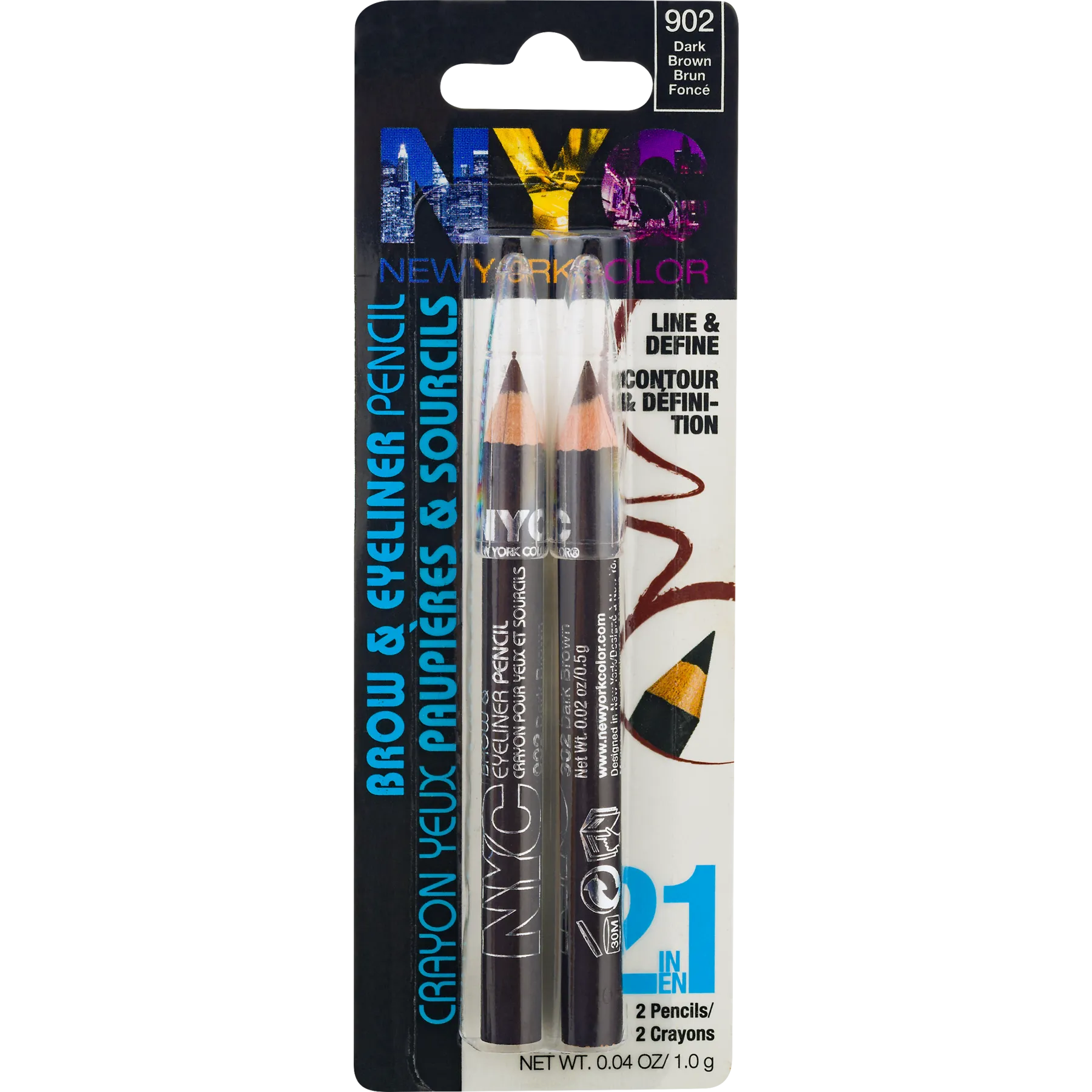 NYC NEW YORK COLOR BROW & EYELINER PENCIL "DARK BROWN"