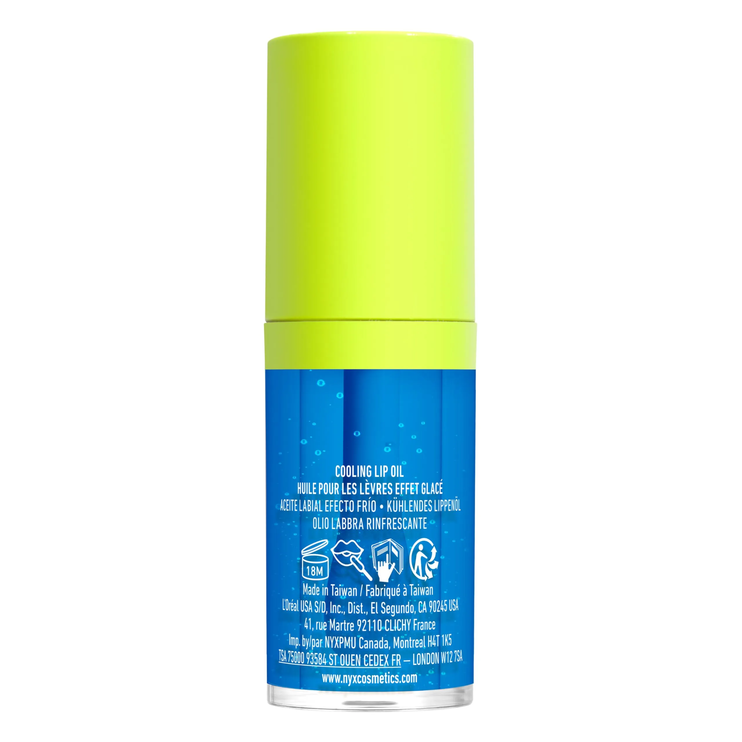 NYX PROFESSIONAL MAKEUP Fat Oil Chillz, Moisturizing, Shiny and Vegan Tinted Lip Gloss - Polar Peppermint (Sheer Blue)