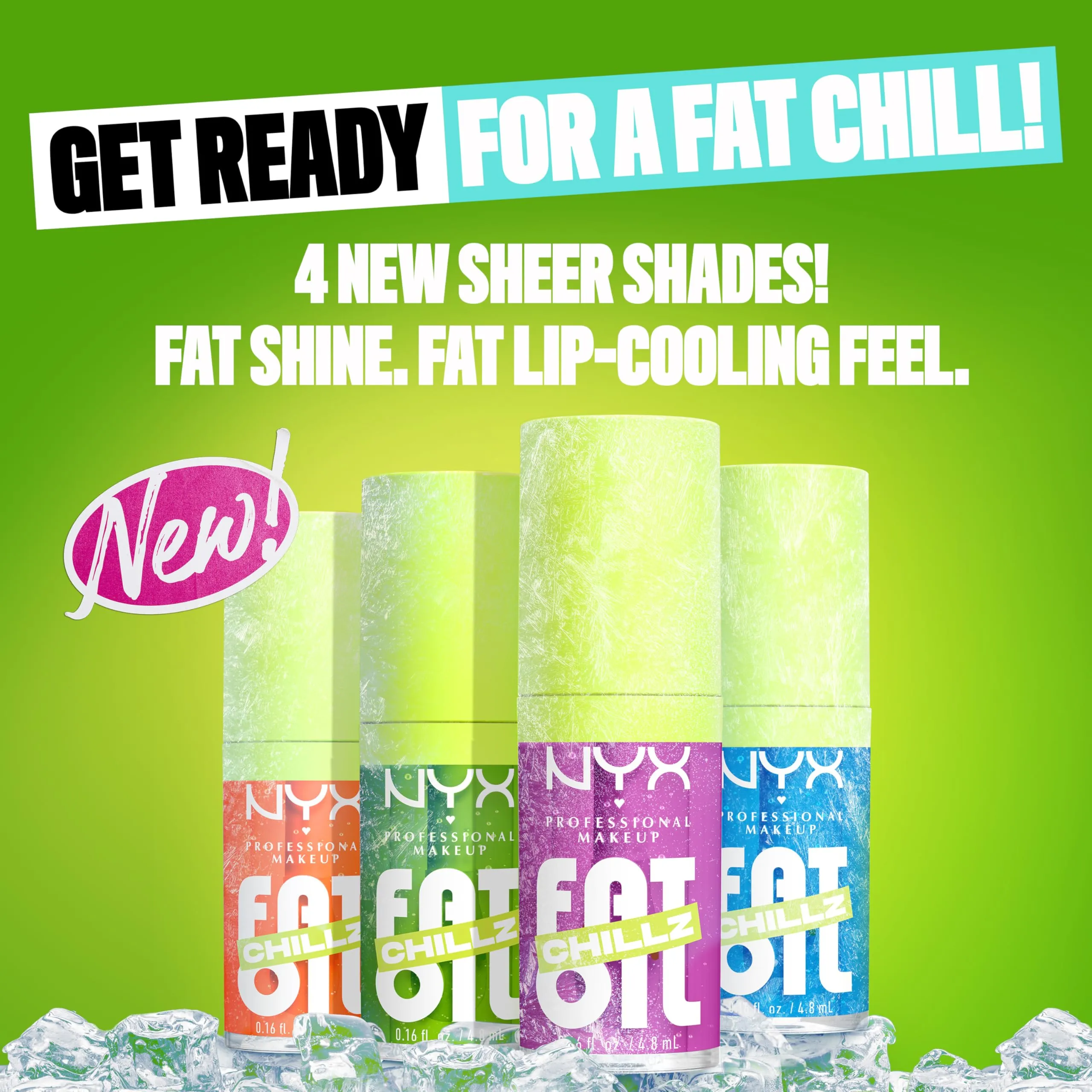 NYX PROFESSIONAL MAKEUP Fat Oil Chillz, Moisturizing, Shiny and Vegan Tinted Lip Gloss - Polar Peppermint (Sheer Blue)