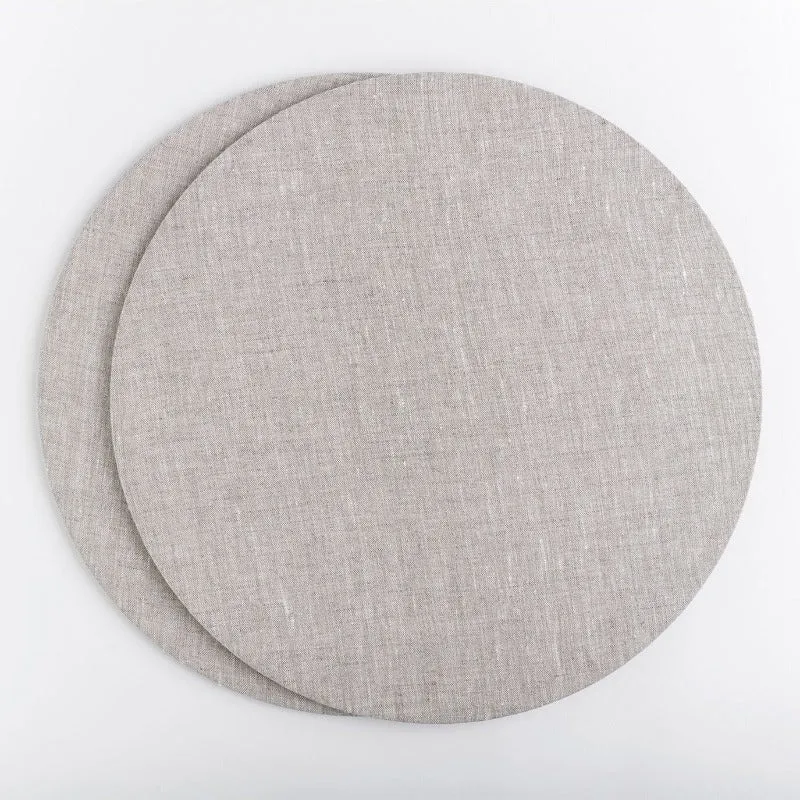 Oatmeal Linen Covered Placemat -Set of 2