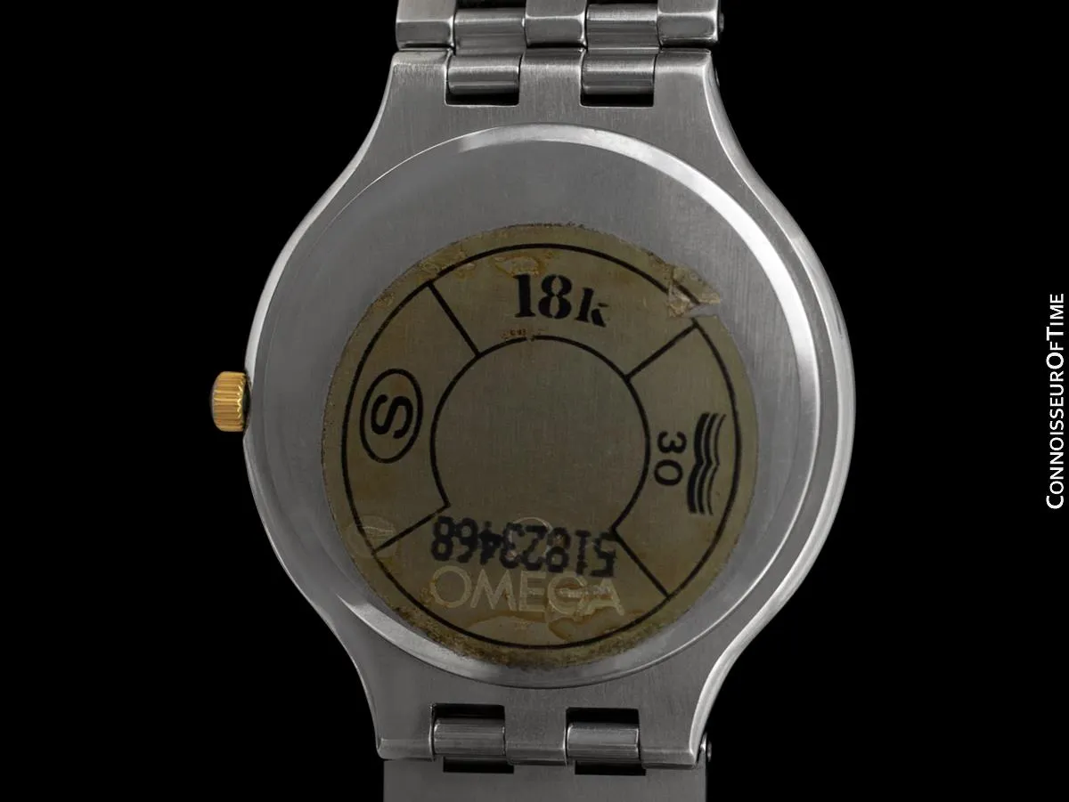 Omega De Ville "Symbol" Mens Quartz Dress Watch - Stainless Steel & Solid 18K Gold