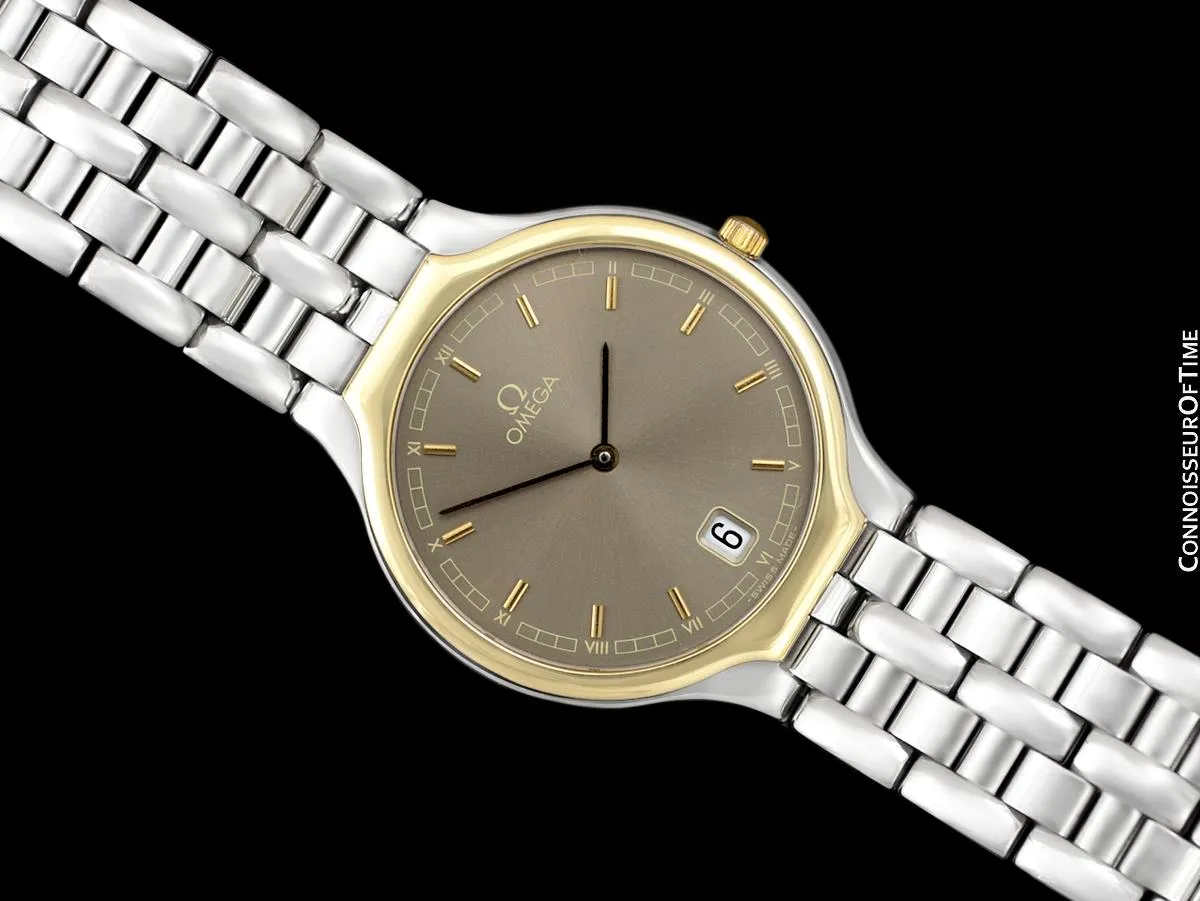 Omega De Ville "Symbol" Mens Quartz Dress Watch - Stainless Steel & Solid 18K Gold