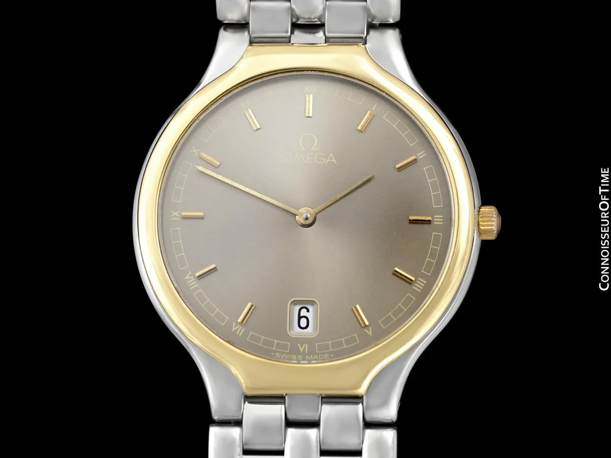 Omega De Ville "Symbol" Mens Quartz Dress Watch - Stainless Steel & Solid 18K Gold