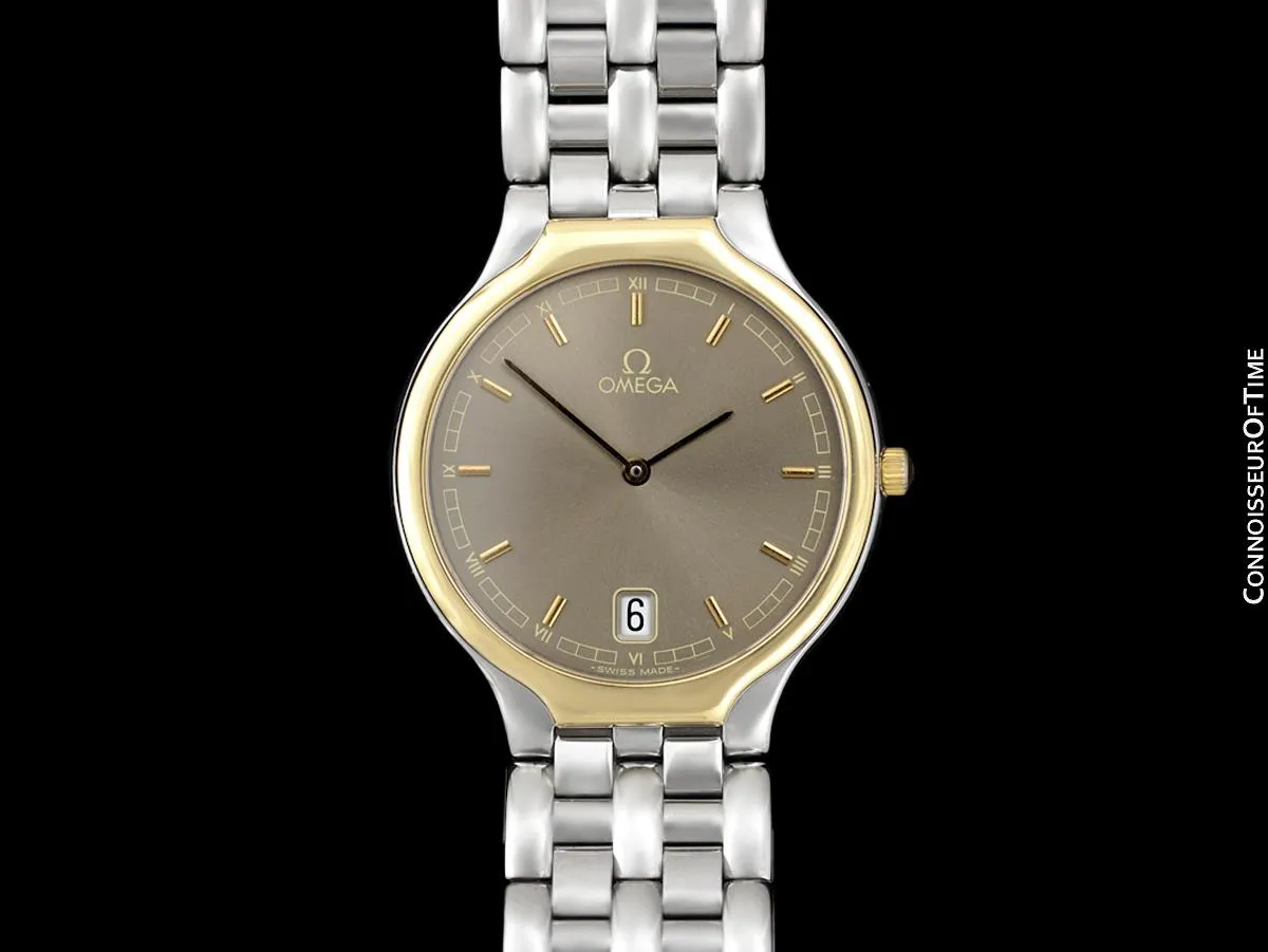 Omega De Ville "Symbol" Mens Quartz Dress Watch - Stainless Steel & Solid 18K Gold