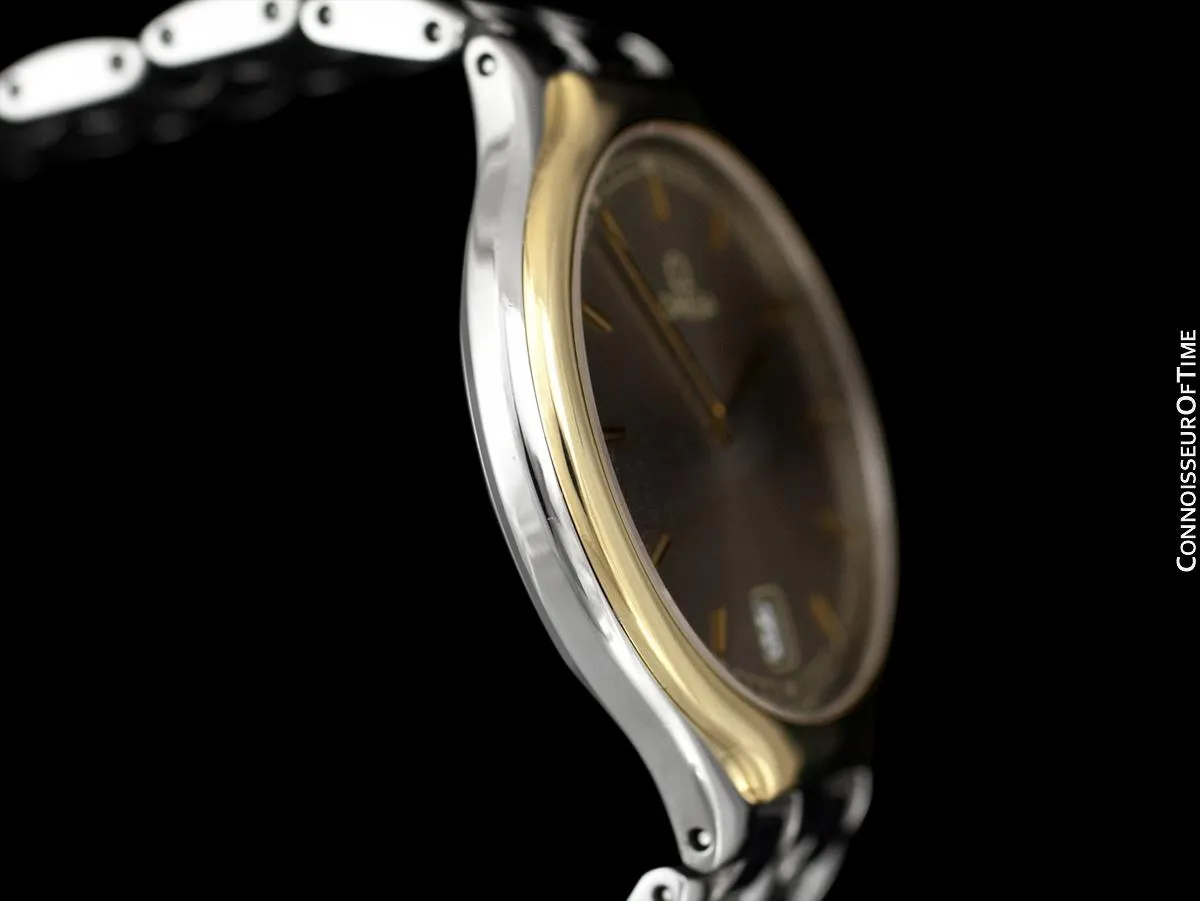 Omega De Ville "Symbol" Mens Quartz Dress Watch - Stainless Steel & Solid 18K Gold